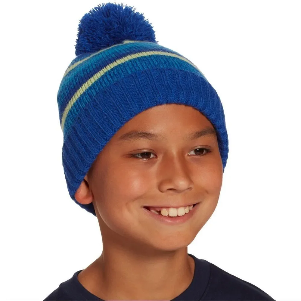 Field & Stream Boys' Cabin Stripe Pom Beanie - NWT